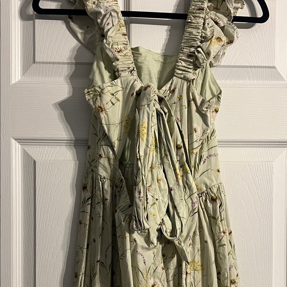 H&M Floral Maxi Dress with Ruffle Sleeves - Cream - Picture 2 of 4